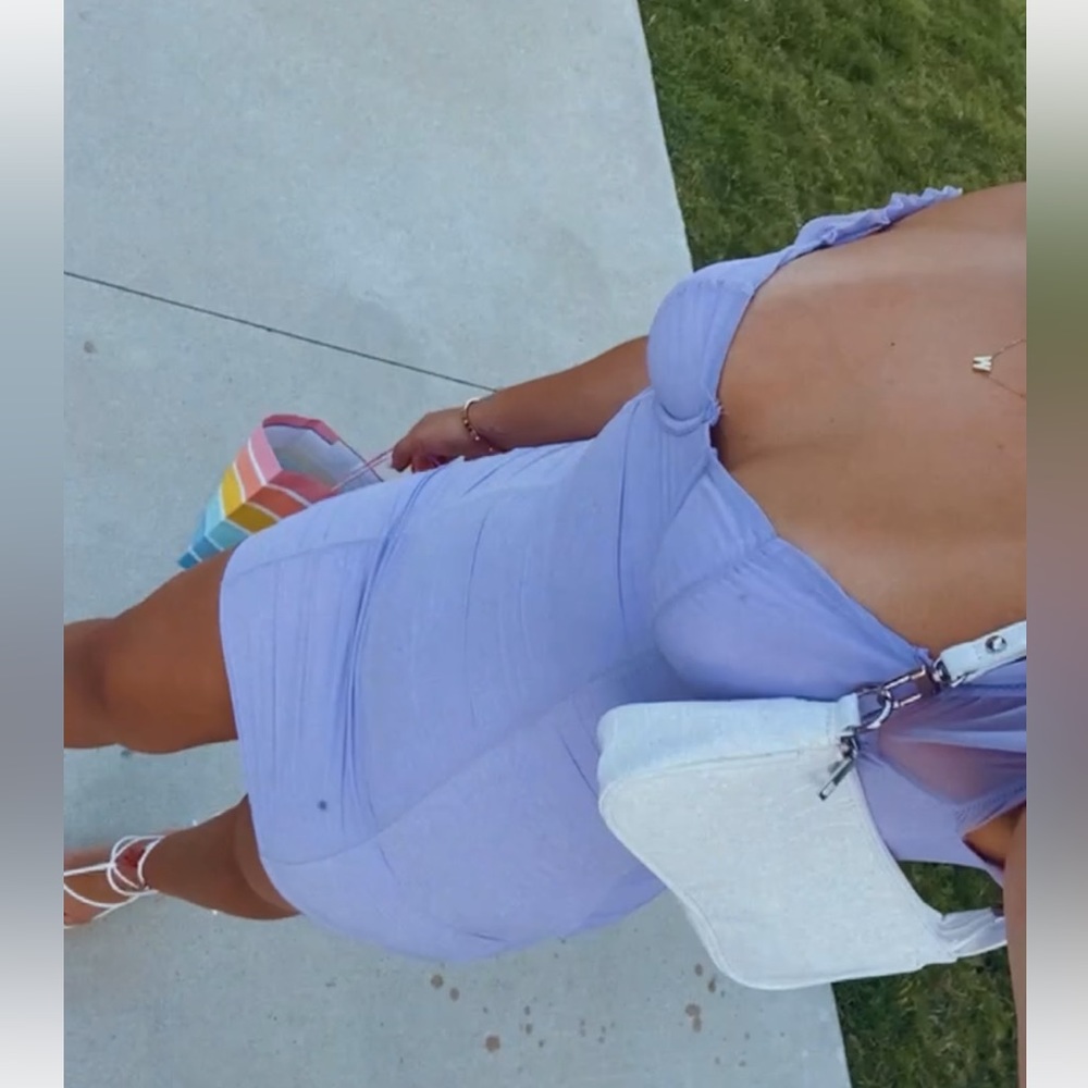 Purple scrunch mini dress